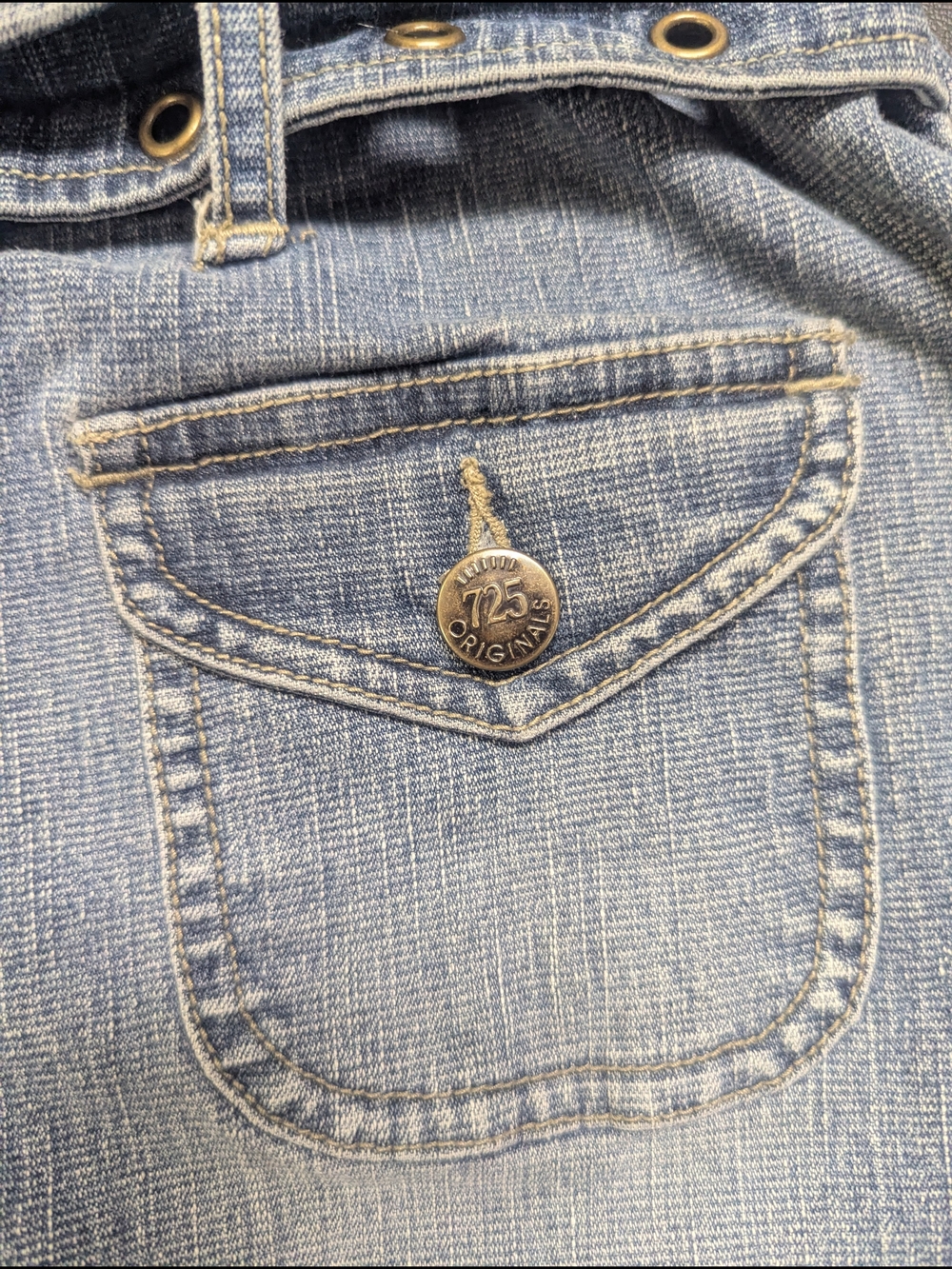 Y2K 725 Originals Time Denim Skirt – Size 13 Belted Jean Skirt - Picture 11 of 14